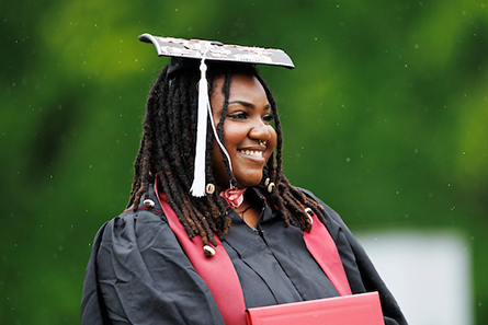 An IU student during graduation.